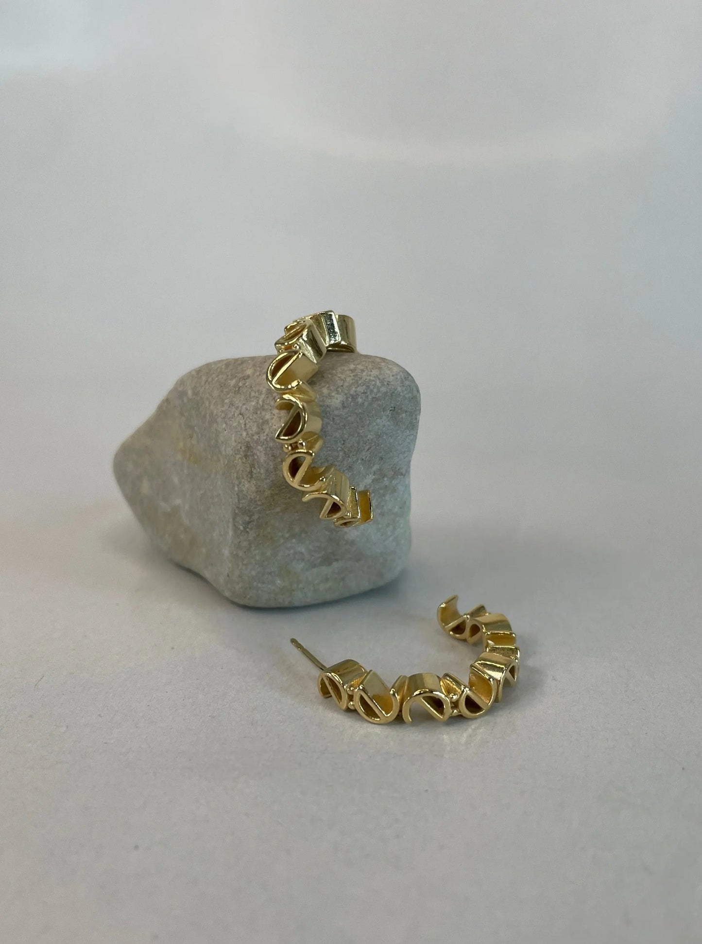 Logo Ear Hoops - gold big - noёmvri fashion label