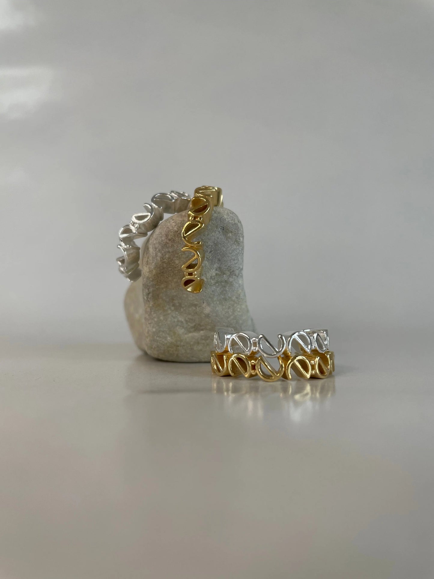 Logo Ear Hoops - gold big - noёmvri fashion label