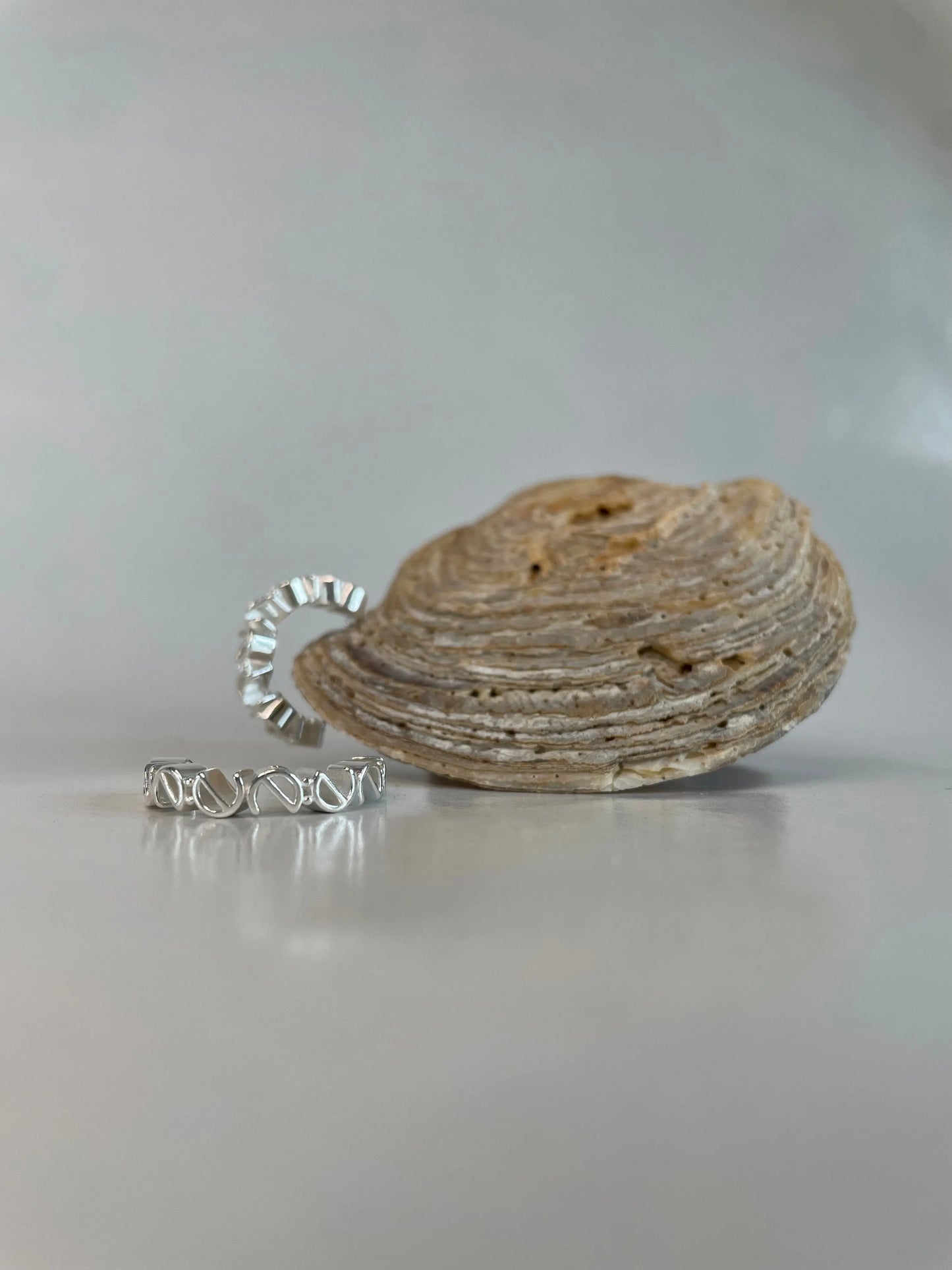 Logo Ear Hoops - silber big - noёmvri fashion label