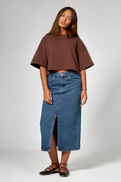 Cropped T-Shirt Susa braun