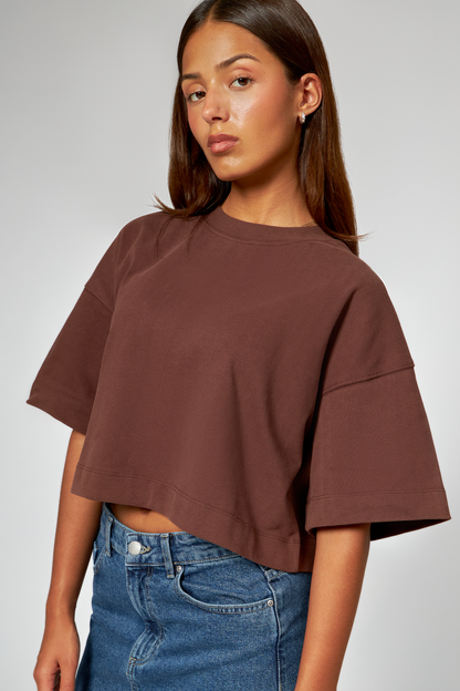 Cropped T-Shirt Susa braun