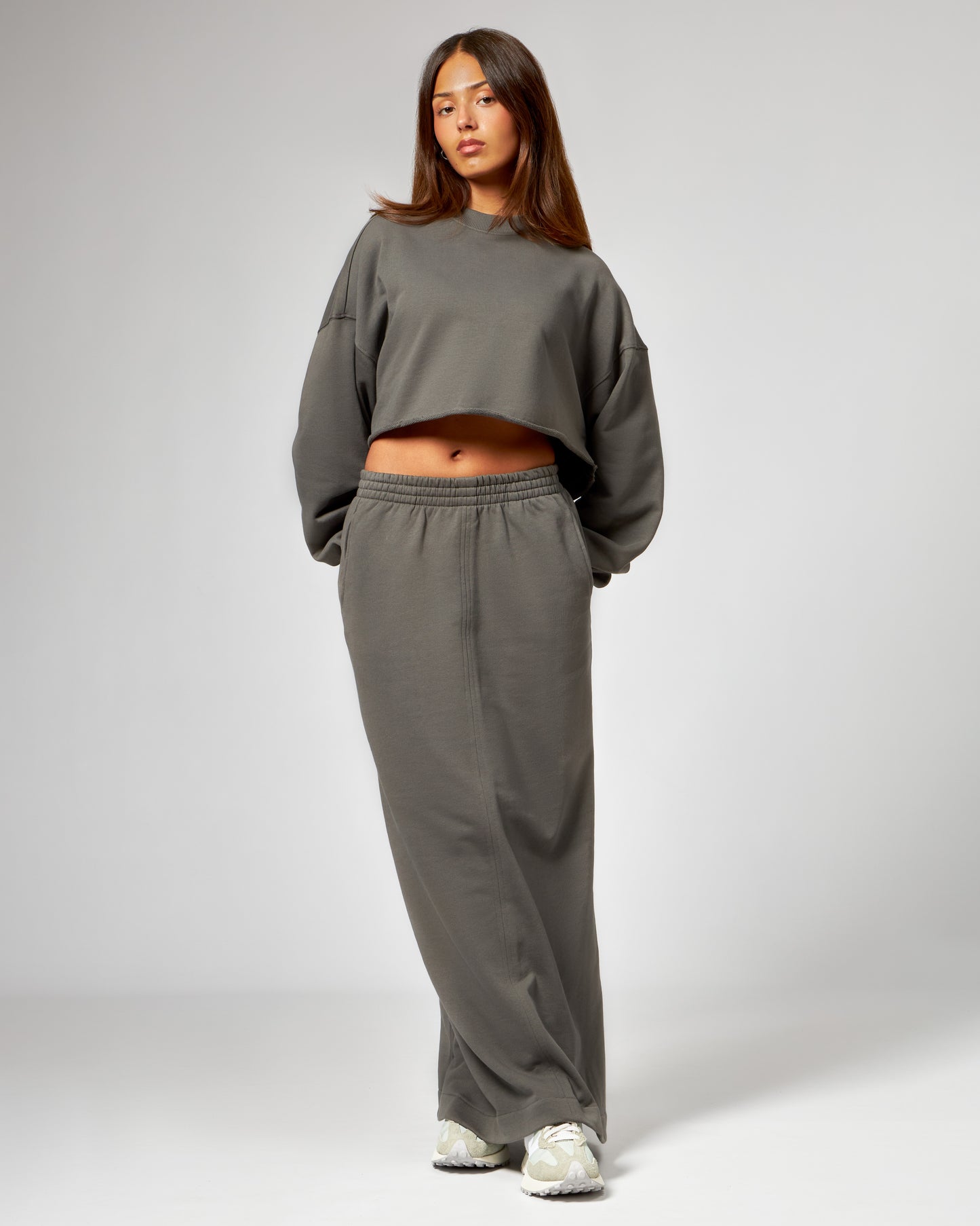 Cropped Sweater Olivia grau