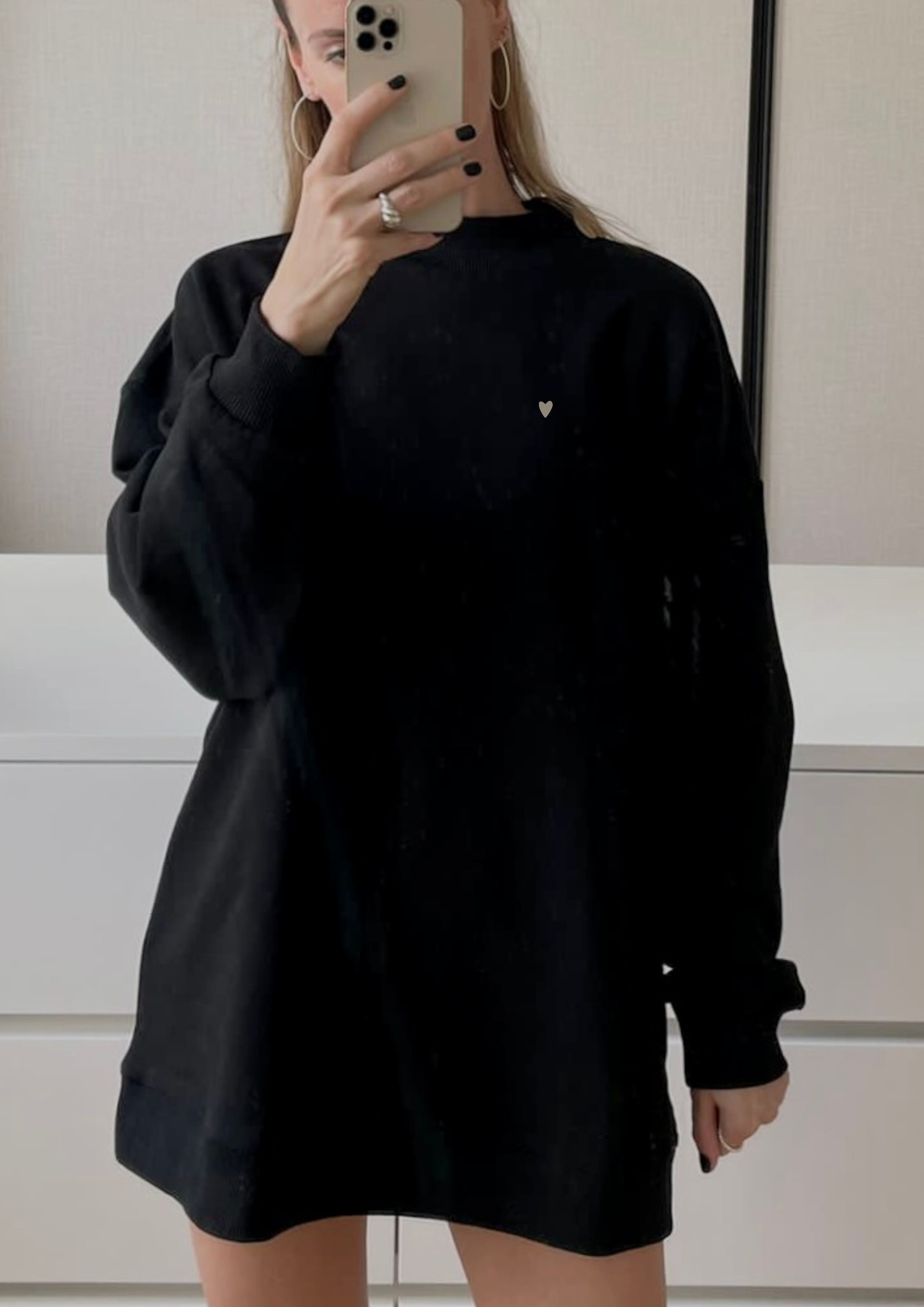 NEW oversized Sweatshirt black mit Herzchen